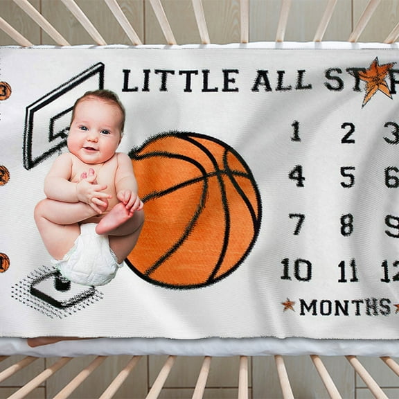 Weloille Baby Monthly Milestone Blanket, Personalized Newborn Growth Chart Fleece Blanket 150x120cm White/Green, Baby Shower Gift for Boys and Girls with Photography Markers