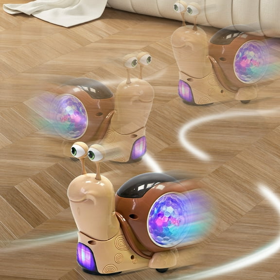 Weloille Baby Toddler Electric Snail Toy Cute Electronic Animal Crawl, Play Music, Dazzling Light Birthday