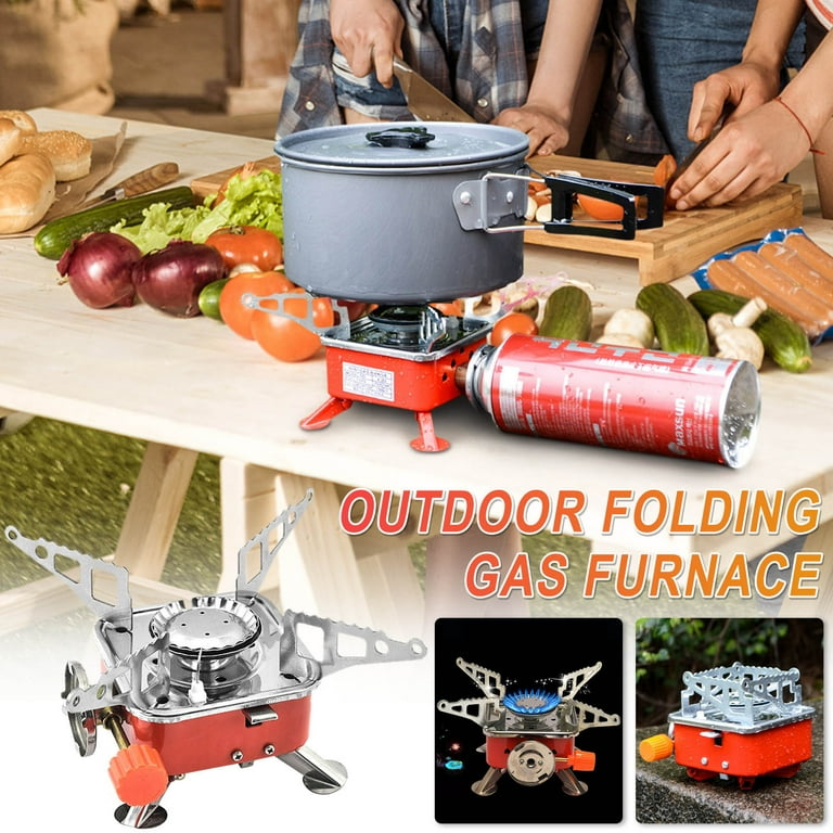 Weloille Backpacking Stove Portable Cooking Camping Stove Small Backpack Camp Single Burner for Propane Butane Isobutane Fuel Canister Mini