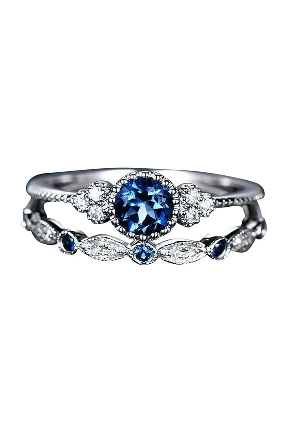 Band Diamond Ring Stainless Steel Inlaid with Diamond to Metabolism Lymphatic Drainage Ring (Blue)