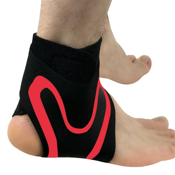Weloille Basketball Football Ankle Sprain Protection Ankle Cuff (One Right Foot, Red )