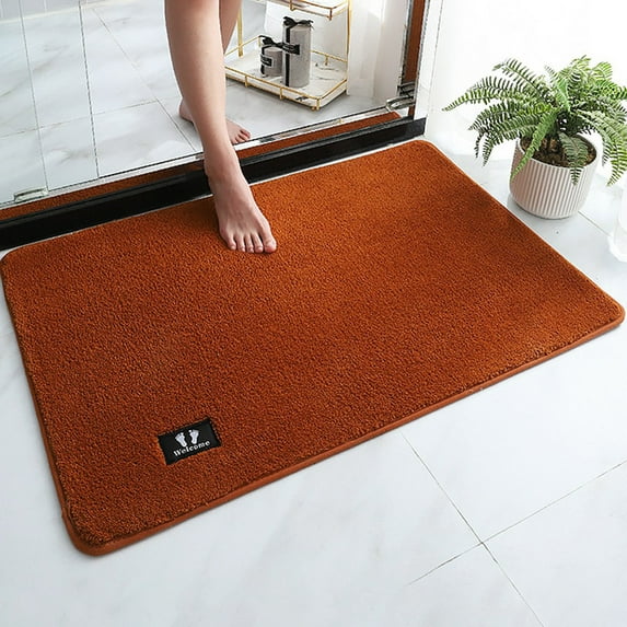 Weloille Bath Mat Rug-Rubber Non-slip Quick Dry Super Absorbent Thin Bathroom Rugs Fit Under Door-Washable Bathroom Floor Mats-Shower Rug for in Front of Bathtub Shower Room Sink