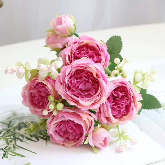 Weloille Beautiful Artificial Silk Rose Bouquets, Small Bunch Fake Flowers, Ideal for Home Decor, Wedding and Valentine's Day, Bridal Decor, Realistic and Long - Lasting, Easy to Arrange