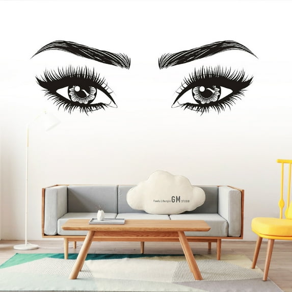 Weloille Beautiful Women Eyes Wall Decals Big Eyes Wall Stickers Removable Decor Wall Art for Living Room Bedroom Beauty Salon Wall Window 58x20cm