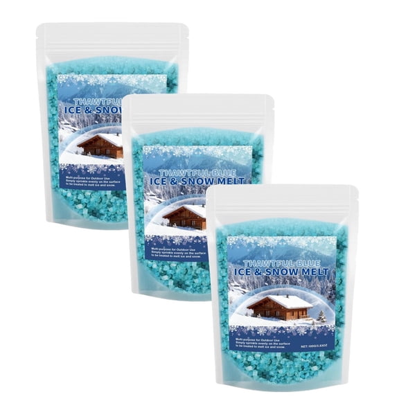 Weloille Blue Ice Melt Granules for Driveways and Sidewalks, Fast-Acting up to -16°C, Safe for Concrete and Vegetation, Long-Lasting De-Icing Protection