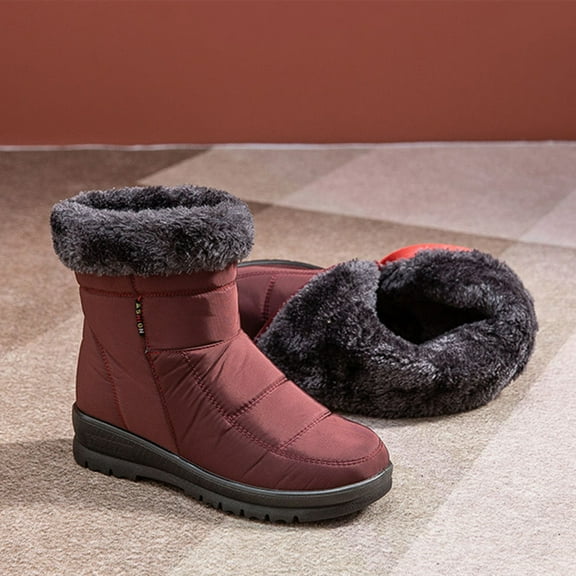 Weloille Boots For Women Women's Boots Thermal Fluff Winter Boots Women's Ankle Boots Women's Waterproof Winter Shoes Women's Soft Shoes