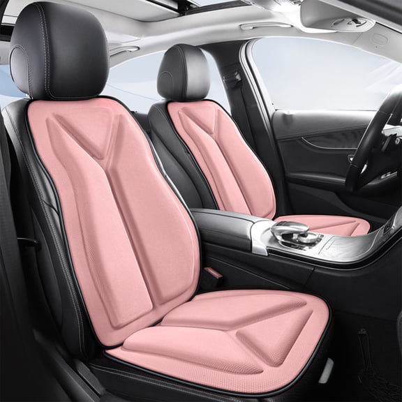 Weloille Car Seat Cushion 2Pcs Set, High Density Sponge Core Breathable Mesh Cushion & Lumbar Support, Universal Four Season Ventilated Cooling Pad for Cars, Trucks, SUVs, Office Chairs