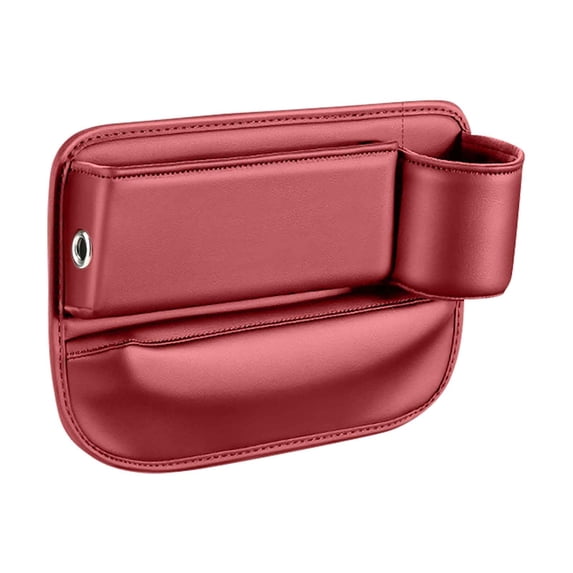 Weloille Car Seat Gap Filler, Automotive Seat Leather Storage Box with Cup Holder, Universal Seat Gap Organizer, Adjustable Car Seat Storage Box, for Phones Glasses Keys Cards