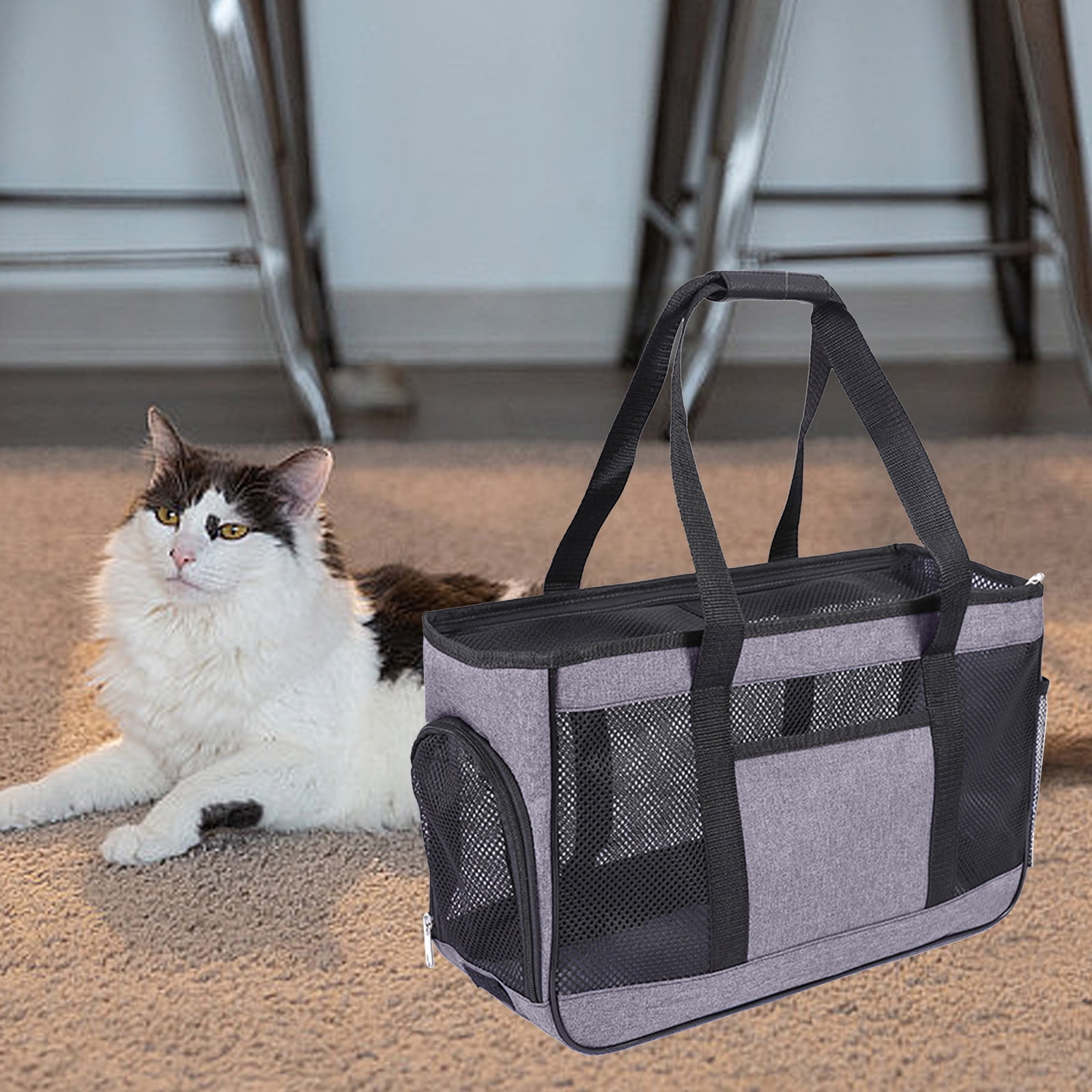 Petmolico Soft-Sided Cat Carrier - Airline Approved Pet Travel Bag With 3 Doors, Medium Size, Pink Peony