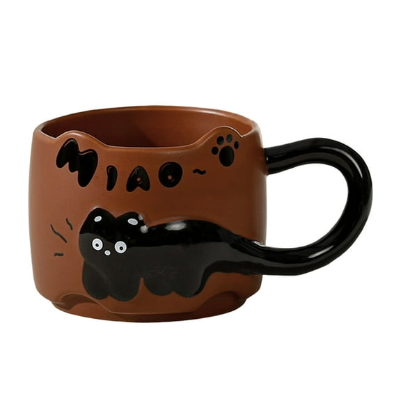 Weloille Cat Pattern Ceramic Mug, Cute Coffee Cup with Cat Print Design, Heat Resistant Drinking Mug, Microwave Safe Tea Cup, for Home Office Daily Use and Gifting for Cat Lovers