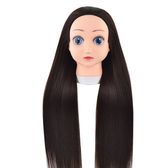Weloille Children's Cartoon Candy Wig Head Model Practice Hair Braiding Doll Head High Temperature Silk Straight Hair 26inch