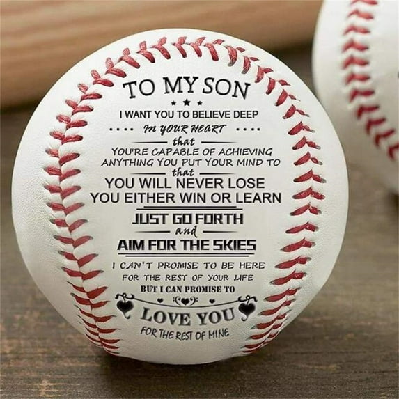 Weloille Christmas Baseball Gifts for Boys from Dad Father Mom Mother for Birthday Graduation Christmas, Printed Baseball with Stand Holder - to My Son