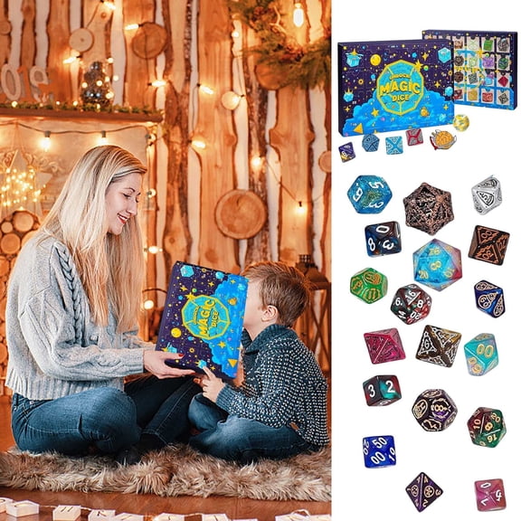 Weloille Christmas Dice Decorative Advent Calendar, 1 Piece Wooden Countdown Calendar with Dice, Reusable Rustic Style Decor for Table Shelf Desk Xmas Holiday Countdown Decoration