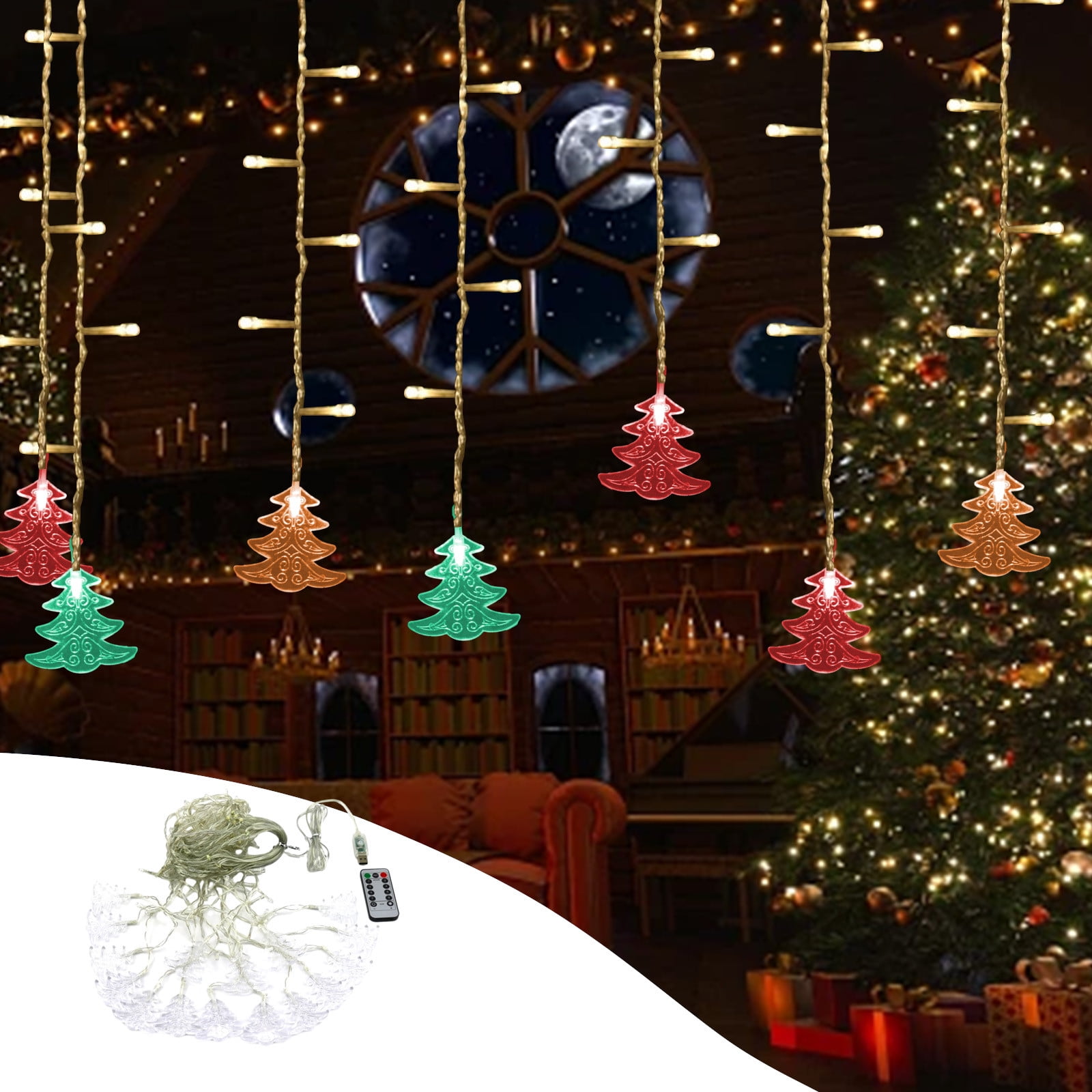 Weloille Christmas Lights 80 LED 11.5ft Curtain Fairy String Light