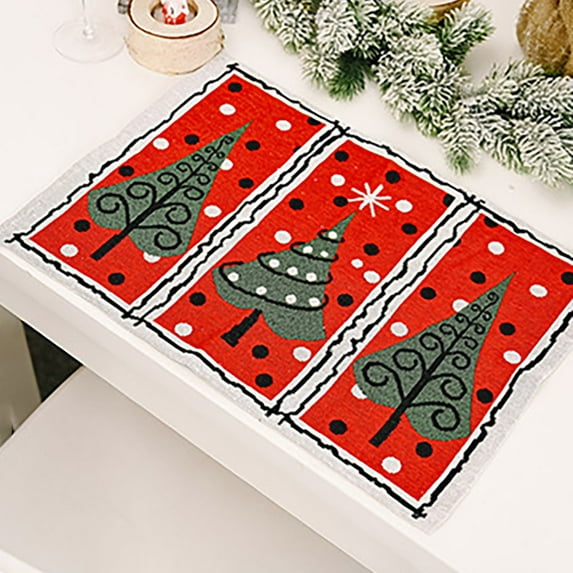 Weloille Christmas Ornaments Knitted Cloth Dinner Mat Christmas Decorations
