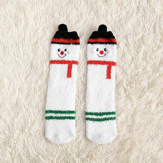 Weloille Christmas Socks Mid-tube Thickened Coral Fleece Socks Casual Solid Color Coral Fleece Socks Home Socks