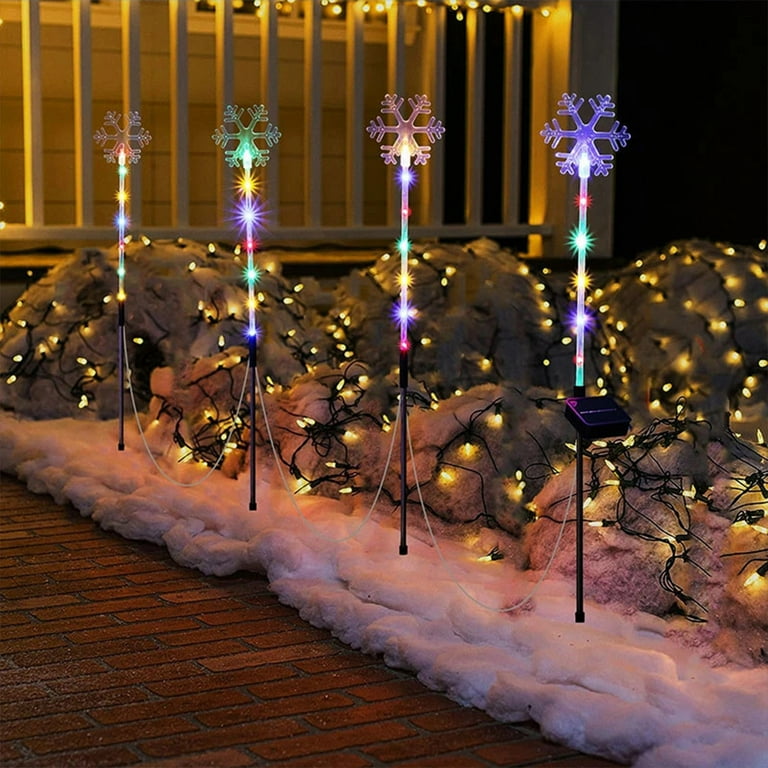 Weloille Christmas Solar Small Trees for Outdoor Decorations Artificial Prelit Christmas Tree Solar Powered Mini Xmas Tree with Lights for Outside Pathway Porch Yard Christmas Decor Walmart