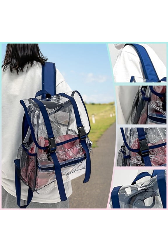 Clear Backpack with Reinforced Straps & Front Accessory Pocket for School, Security & Sporting Events