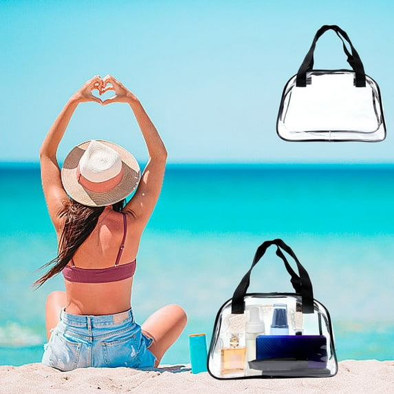 Weloille Clear Beach Bag Tote Bag Family Travel Women's Holiday Beach Accessories for Cruise/Swim/Vacation Essentials