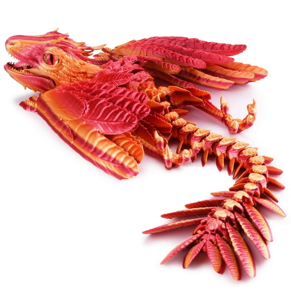 Weloille 3D Printed Crystal Dragon 10.24in, 3D Printed Flexible Articulated Dragon,Fidget Toys for Autism/ADHD