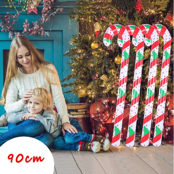 Weloille 4Pcs 90cm Inflatable Christmas Candy Canes for Christmas Decorations, Jumbo Candy Canes for Outdoor Holiday Decorations, Christmas Party Decorations Supplies