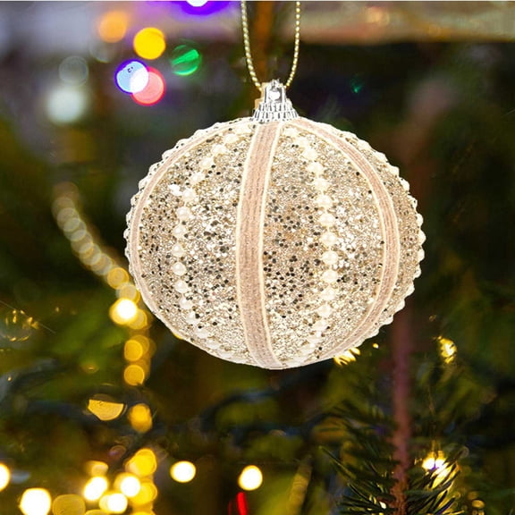 Weloille Christmas Colored Ball 8cm Christmas Tree Foam Ball Pendant Christmas Decorations Pearl Hanging Ball