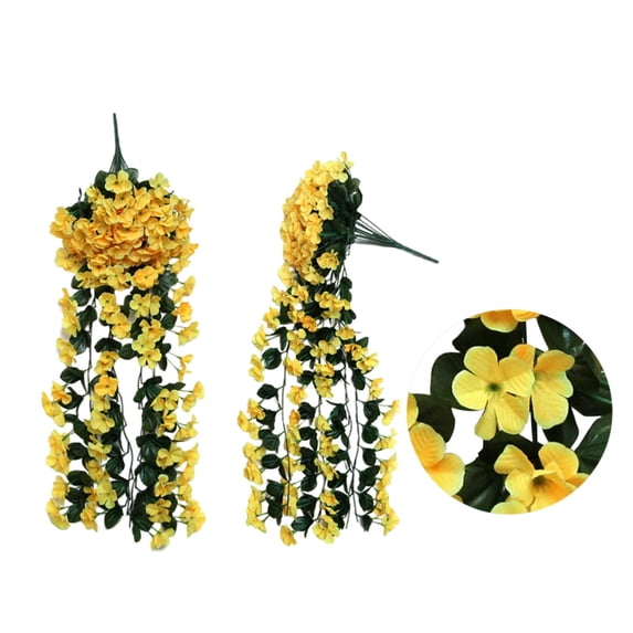 Weloille Hanging Flowers Violet Flower Basket, Artificial Wall Wisteria Vine Flowers Garland Fake Silk Orchid Simulation Plant Vine Wedding Home Wall Traling Garden Floral Decoration