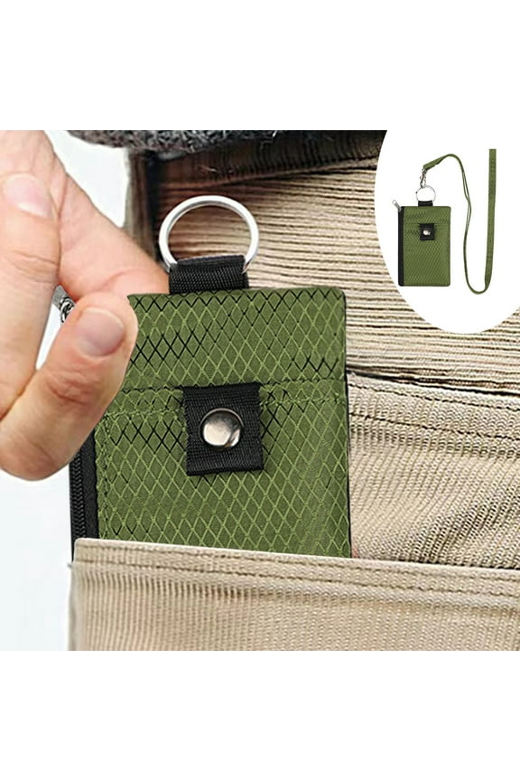 Minimalist RFID Wallet with Lanyard, Multi-Functional ID Case for Men and Women, Tactical Badge Pouch Cards Holder, Coin Purse for Travel Sports