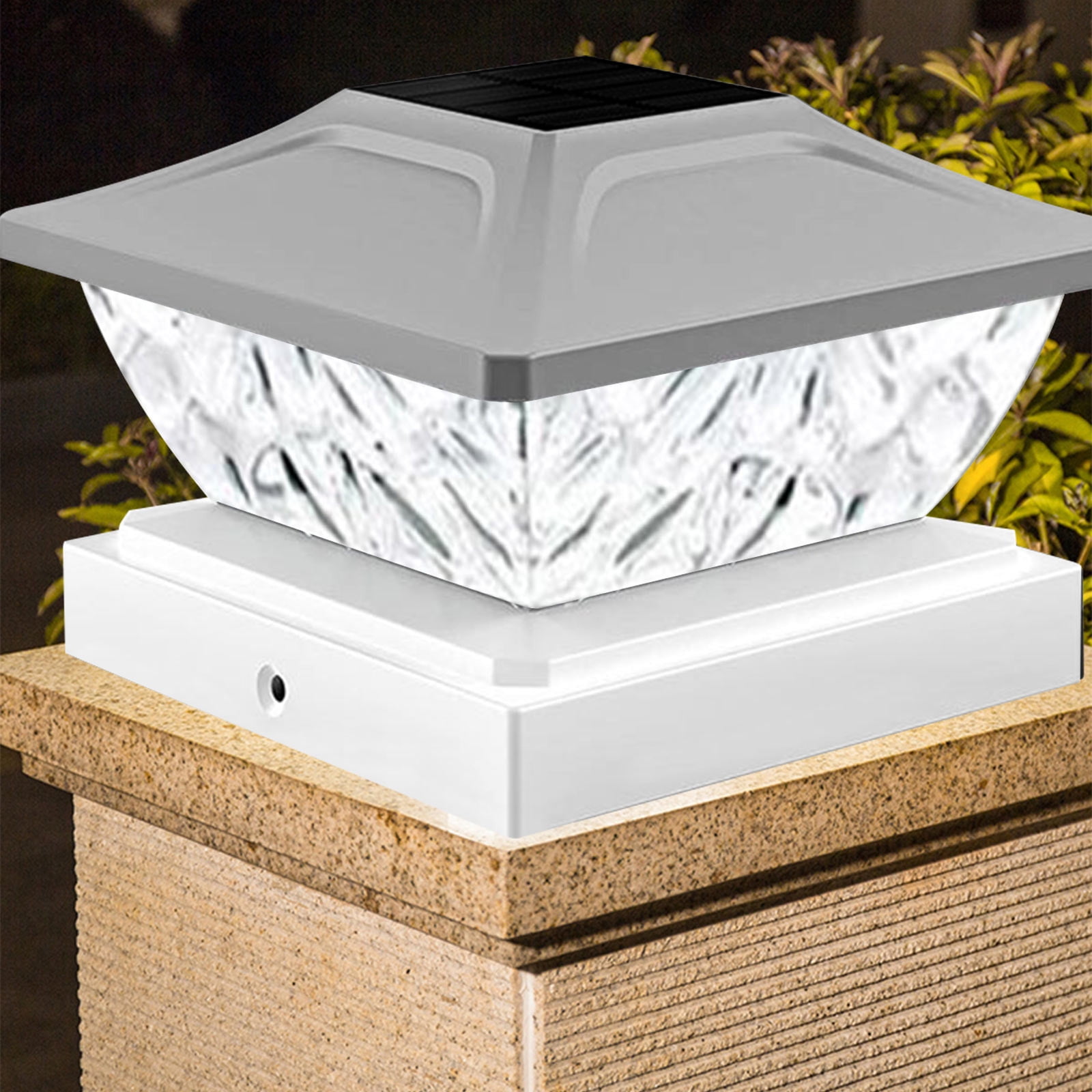 Weloille Outdoor Solar Post Light Modern LED Fence Deck Cap Light Solar Pillar Column Lamp for Flat Surface Patio Garden Decoration