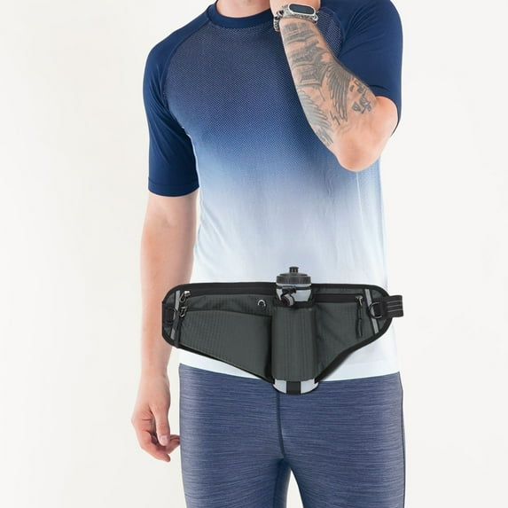 Weloille Running Fanny Pack with Water Bottle Holder - Adjustable Running Belt with Water Bottle Holder and Pouch - One Size Fits All Travel Fanny Pack