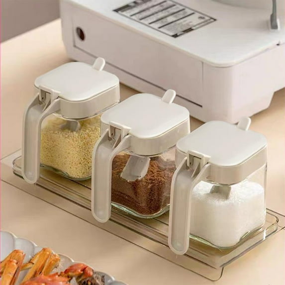 Weloille Spice Jars,Seasoning Containers,Glass Spice Jars,Kitchen Essentials,Spices Container Set,Seasoning Organizer,Spice Rack Organizer for Cabinet