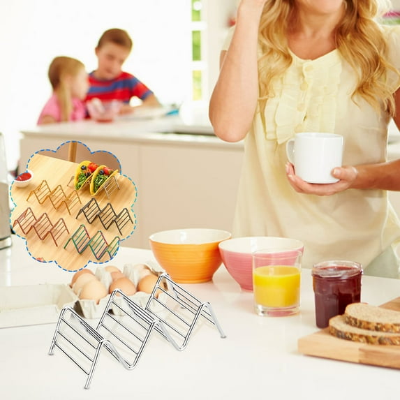 Weloille Taco Holder - Stainless Steel Taco Stand Rack Tray Style, Oven Safe for Baking, Dishwasher and Grill Safe