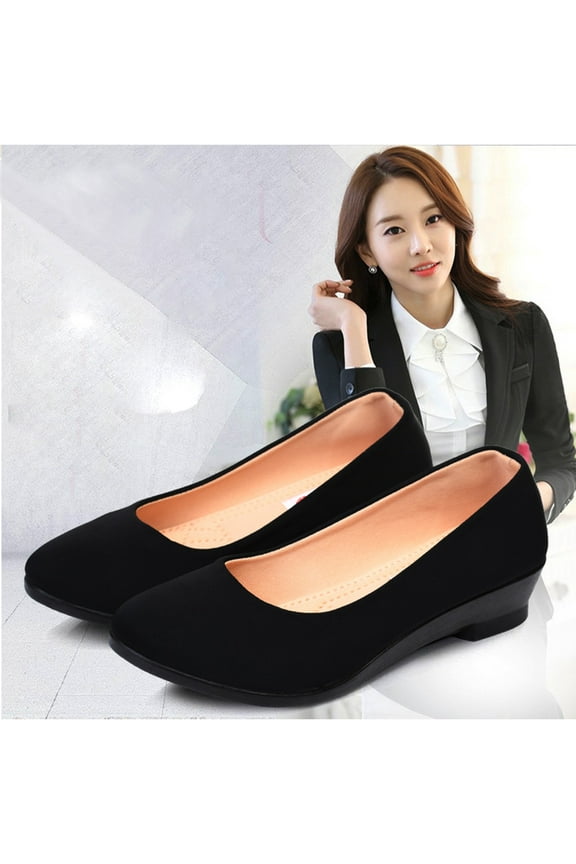 Cloth Shoes Four Seasons Hotel Work Shoes Breathable Lightweight Polyurethane Women's Shoes One-Foot Technical Wedge Shoes