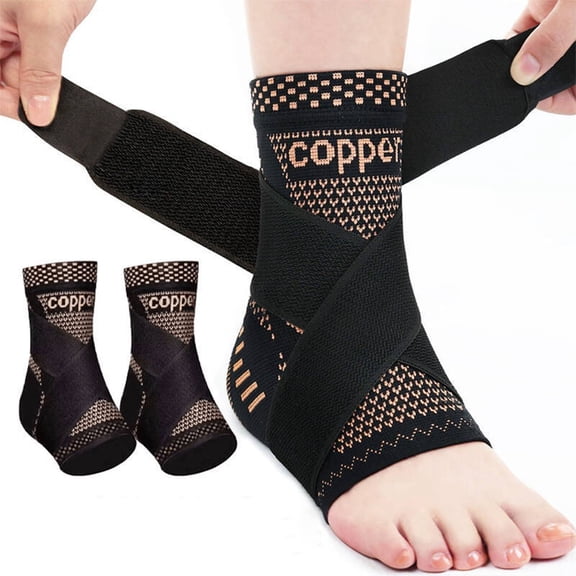 Weloille Copper Ion Ankle Brace 2Pcs, Breathable Copper Fiber Knitted Support, Compression Elastic Ankle Protector, Sports Guard for Running, Basketball, Fitness & Pain Relief