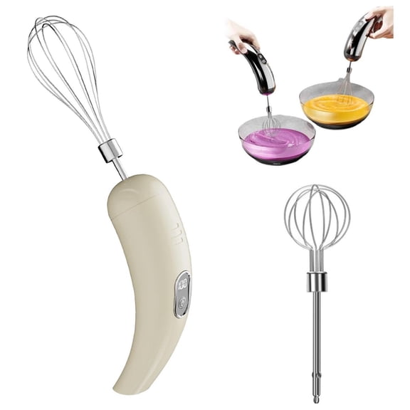 Weloille Cordless Electric Hand Mixer 1Set, 5 Speed Adjustable Whisk with Dual Heads Charging Cable, Lightweight Powerful Blender for Baking Cake Egg Cream Dough Kitchen