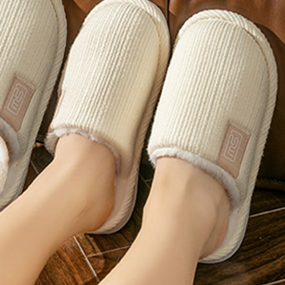 Weloille Cotton Slippers Winter Warm Padded Warm Shoes Cotton Slippers Women's Winter Warm Couple Home Soft Bottom Non-slip Indoor Floor Mute Cotton Slippers