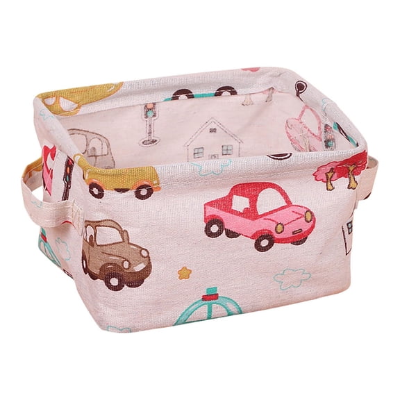 Weloille Cotton and Linen Fabric Storage Box Storage Basket Portable Storage Basket Desktop Sundries Cosmetics Storage Box (Small Truck)