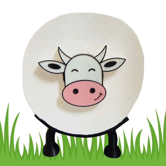 Weloille Cow Shaped Toilet Paper Holder 1 Piece, Cute Animal Pattern Tissue Rack, Wall Mounted Stable Fixing Bracket, Waterproof Resin Stand for Bathroom, Washroom, Restroom Toilet Paper Storage