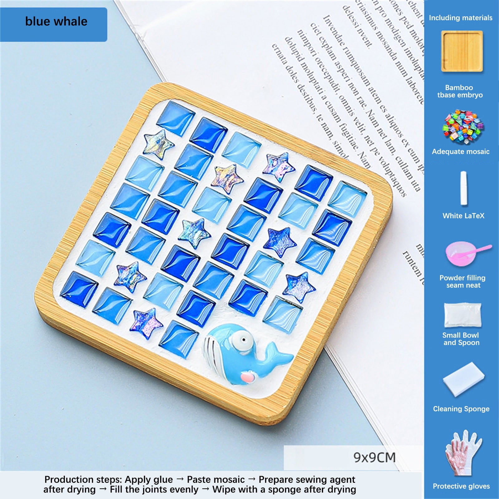 Weloille Crafts Mosaicss Tile Set Wooden Cup Mats Mixed Color Mosaicss Set Crafts Pack 6ml