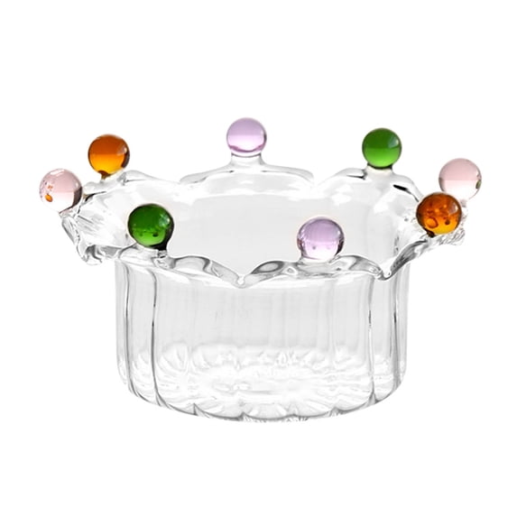 Weloille Crown Borosilicate Glass Bowl 1 Piece, High Temperature Resistant Transparent Mixing Bowl, Food-Grade Microwave Safe Bowl, Suitable for Kitchen Cooking Baking Food Serving