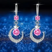 Weloille Crystal Star Drop Stud Earrings for Women Girls Dainty Diamond Tassel Threader Chain Earring Fashion Jewelry Gifts