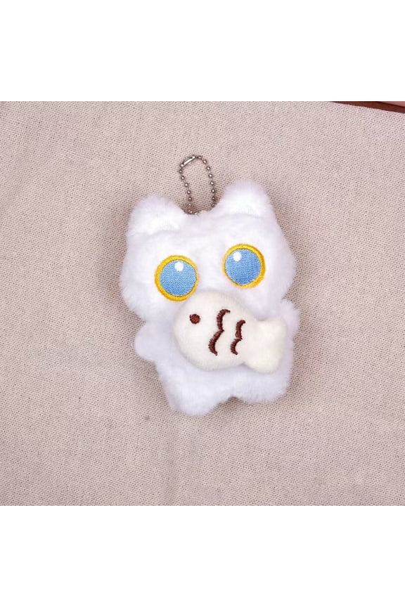 Cute Cat Plush Keychain, 1pc Squeaky Cartoon Kitten Key Ring, Soft Fluffy Anti-Loss Bag Pendant Accessory for Backpack Purse Car Key Decor Girls Gift
