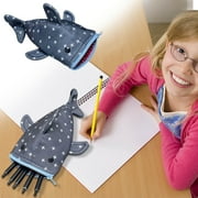 Weloille Cute Shark Pencil Case 1Pcs, Large Capacity Fabric, Zipper Closure Fun Unique Design, Lightweight Waterproof for Stationery Storage Office Organizing Travel