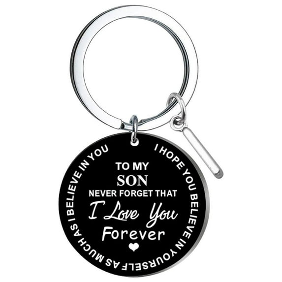 Weloille DIY To My SON Black Stainless Steel Last Name 26 Letter Keychain 2.5cm