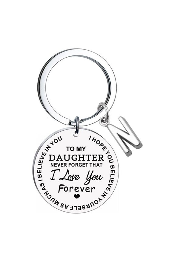 DIY to My Daughter Stainless Steel Last Name 26 Letter Keychain 2.5cm