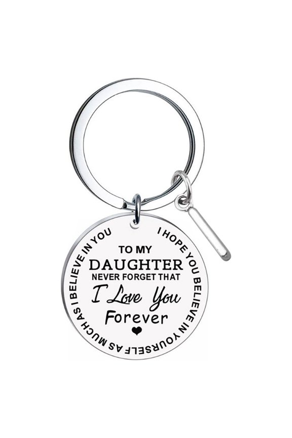 DIY to My Daughter Stainless Steel Last Name 26 Letter Keychain 2.5cm