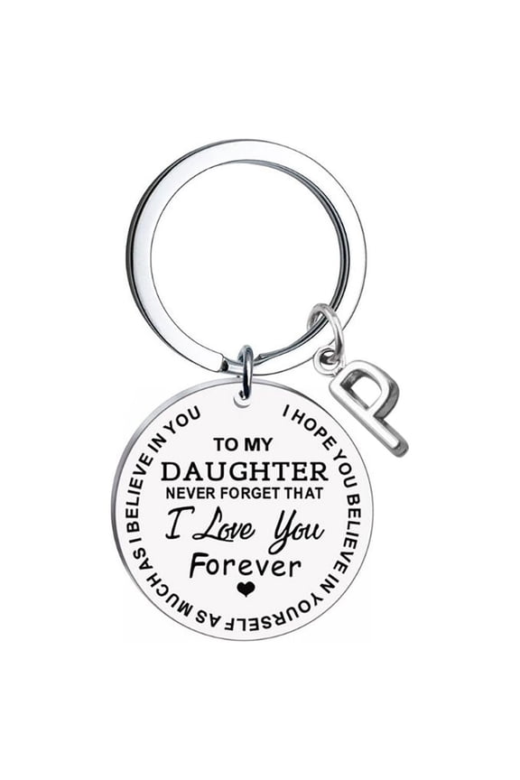 DIY to My Daughter Stainless Steel Last Name 26 Letter Keychain 2.5cm