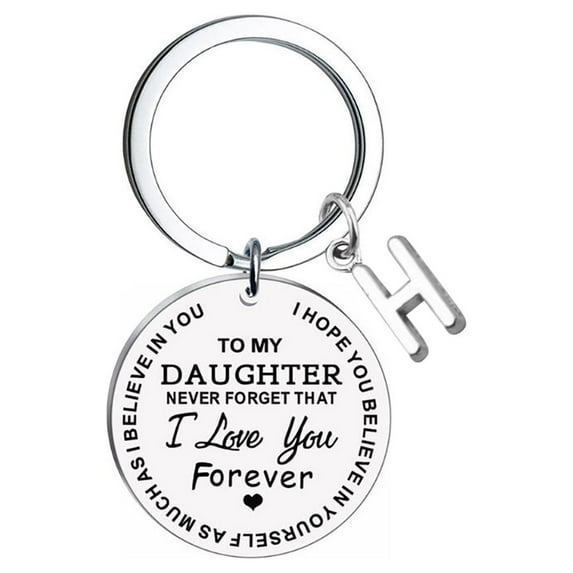 Weloille DIY to My Daughter Stainless Steel Last Name 26 Letter Keychain 2.5cm