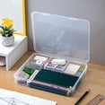 thumbnail image 1 of Weloille Desk Storage Box 1 Set, Multi Compartment Transparent Organizer with Lid, Dust Proof Stackable Container, Classified Sorting Holder for Stationery Office Supplies Small Item Storage, 1 of 5