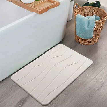 Weloille Diatomaceous Earth Bath mat Rubber Non-Slip Shower Mat Quick Dry Super Absorbent Bath Stone Mat Thin Bathroom Floor Mat, in Front of Bathtub Shower Room (40x60cm)